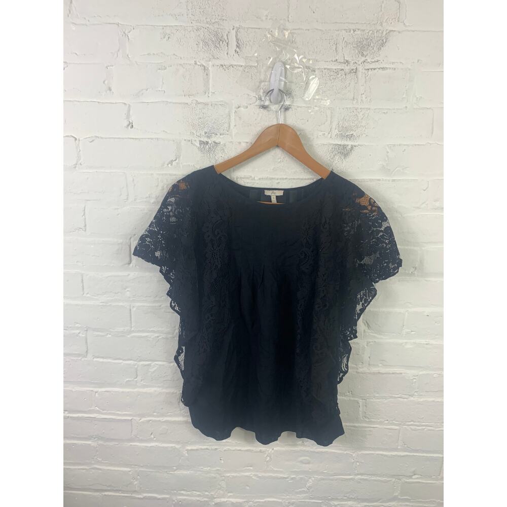 Joie Women's Boatneck Matilla Lace Joyce Top Cap Sleeve Black Size Small
